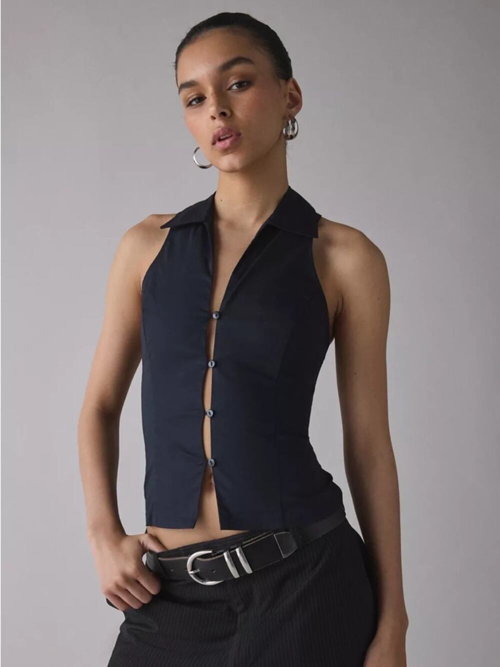 Urban Outfitters Party Girl Cotton Blend Button Down Sleeveless Vest Top Medium